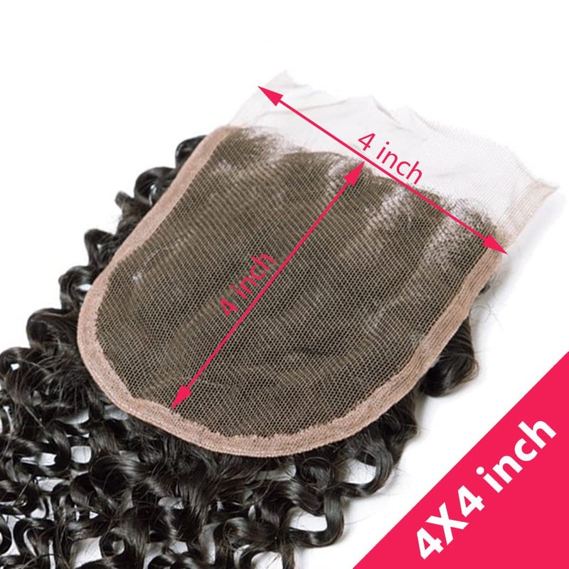 Jinhongze Kinky Curly Lace Closure Human Hair 8inch 4x4 Free Part Lace Closure, Natural Black Kinky Hair Brazilian Virgin Human Hair Swiss Closure(8") - Image 4